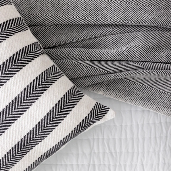 Herringbone Cotton Charcoal Cushion