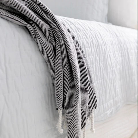 Herringbone Cotton Charcoal Throw