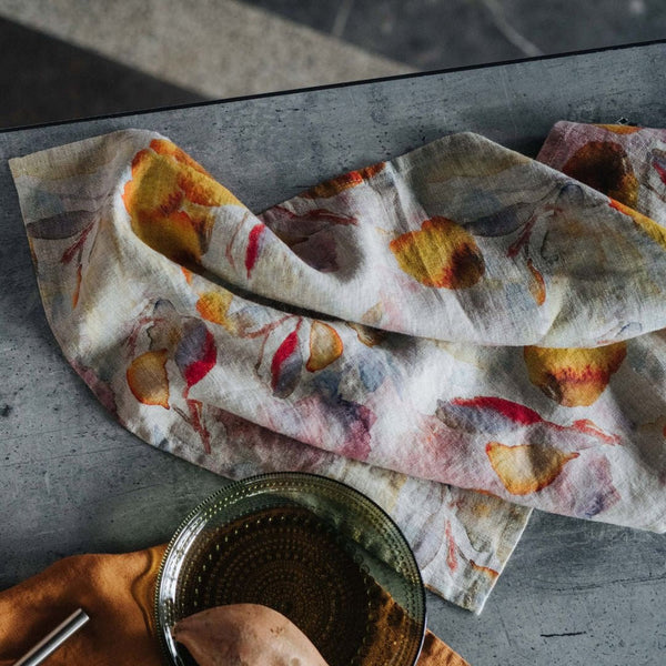 Orange Flow Linen Kitchen Towel
