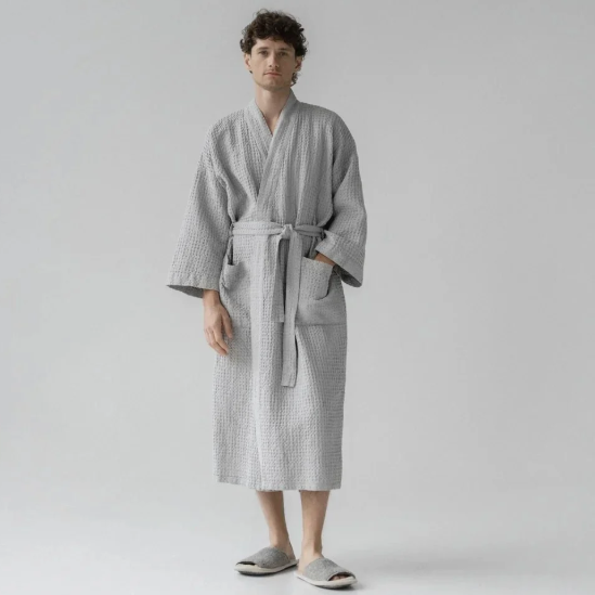 Linen & Cotton Waffle Robe
