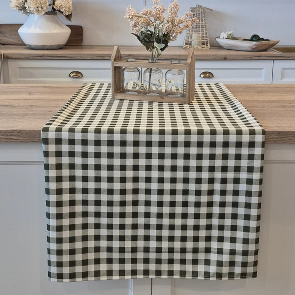 Vichy green and white checkered tablecloth
