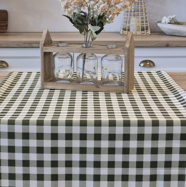 Vichy green and white checkered tablecloth