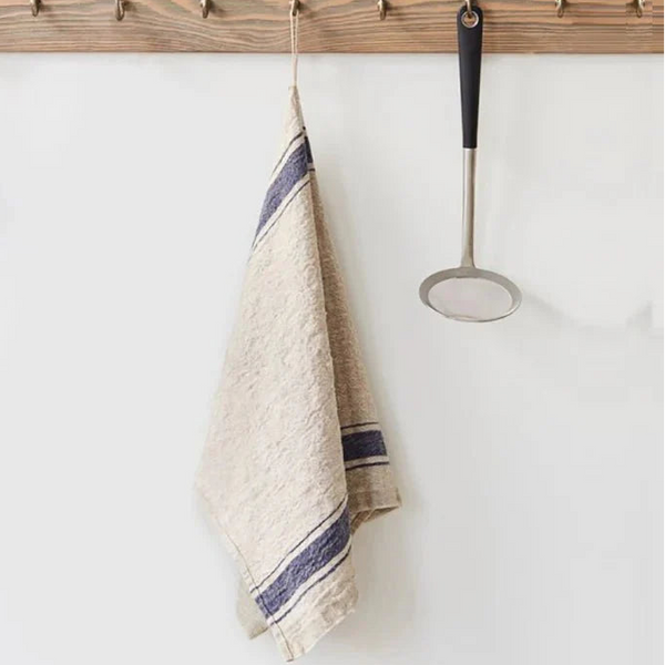 Blue Stripe Vintage Linen Kitchen Towel