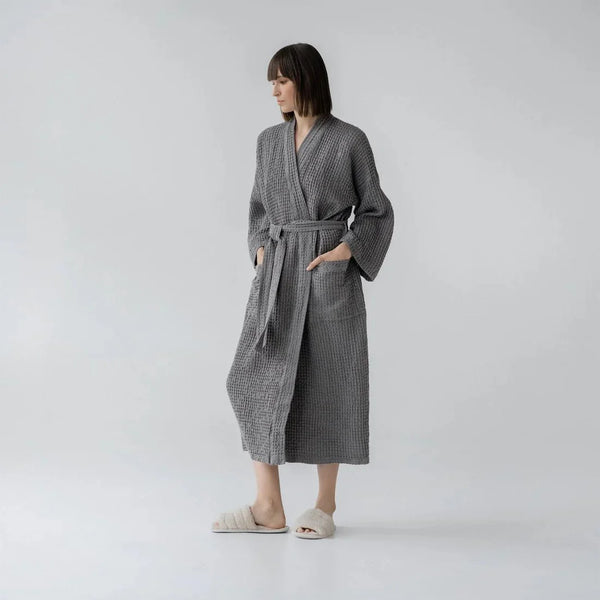 Linen & Cotton Waffle Bathrobe
