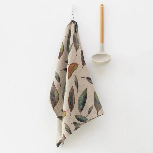 Golden Fall on Natural Linen Kitchen Towel