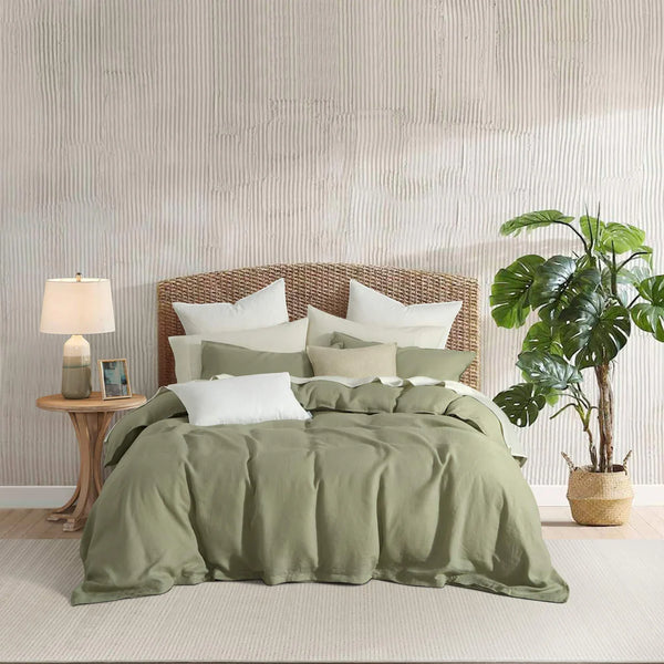 Spray Green Linen Duvet Cover Set