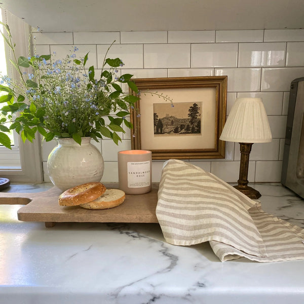 Natural White Stripes Linen Kitchen Towel