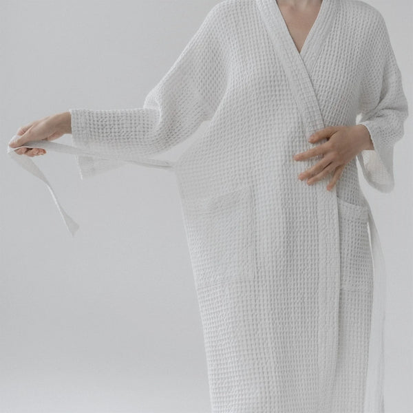 Linen & Cotton Waffle Bathrobe