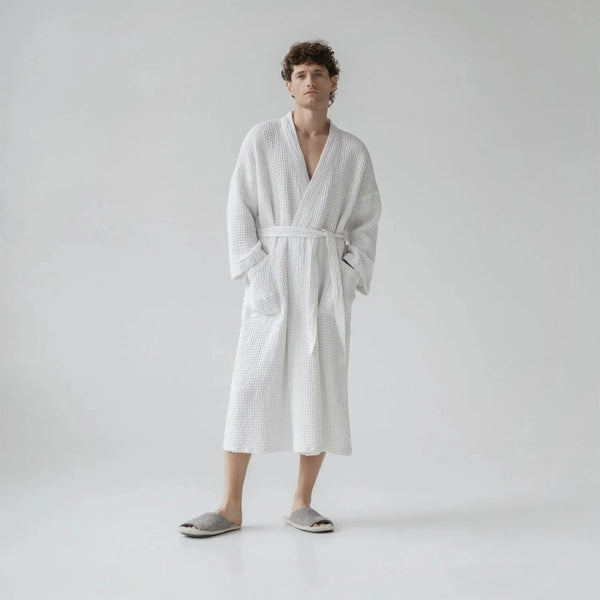 Linen & Cotton Waffle Bathrobe