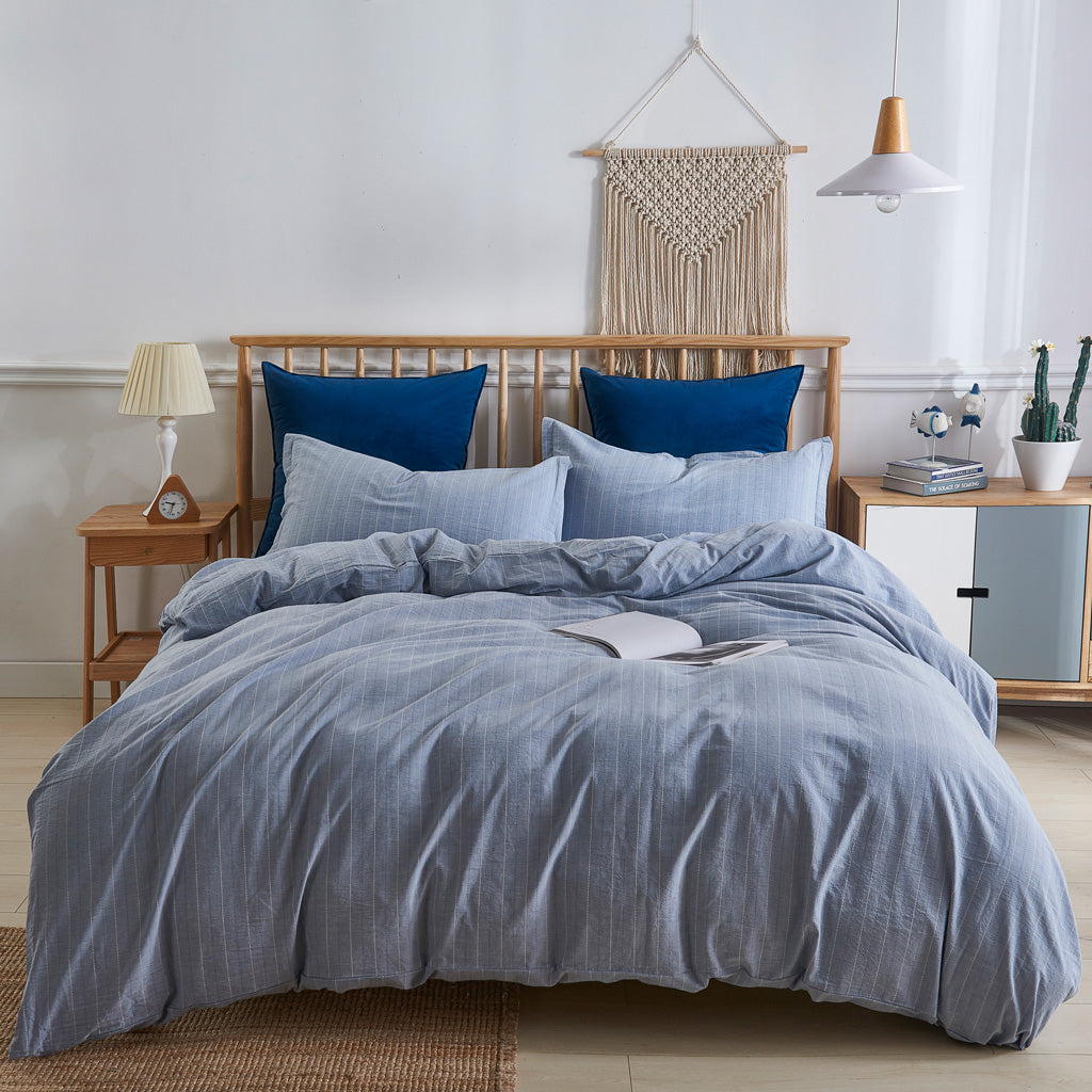 Pinstripe Denim Duvet Cover Set