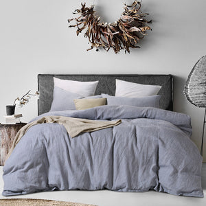 Blue Heather Linen Duvet Cover Set