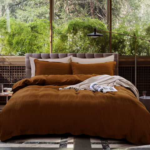 Pecan Linen Duvet Cover Set