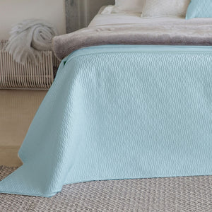 Diamond Misty Blue Cotton Coverlet Set